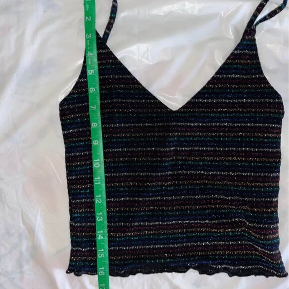 Forever 21 Sparkly Jewel Tone Striped Cropped Cami, Small - Picture 5 of 8